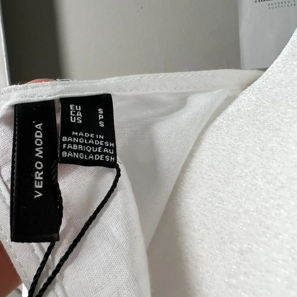 Vero Moda Organic Cotton Drop Hem Mini Dress in White Small - Picture 5 of 6